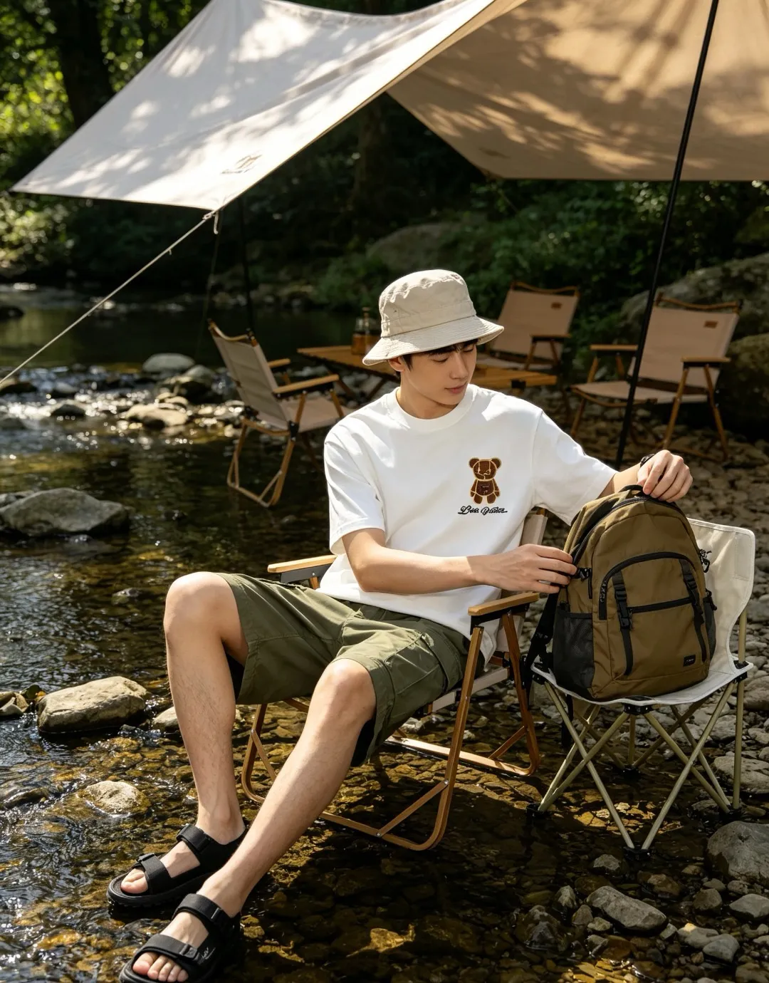 Louis Vuitton/Louis Vuitton 26ss towel patch bear short sleeves